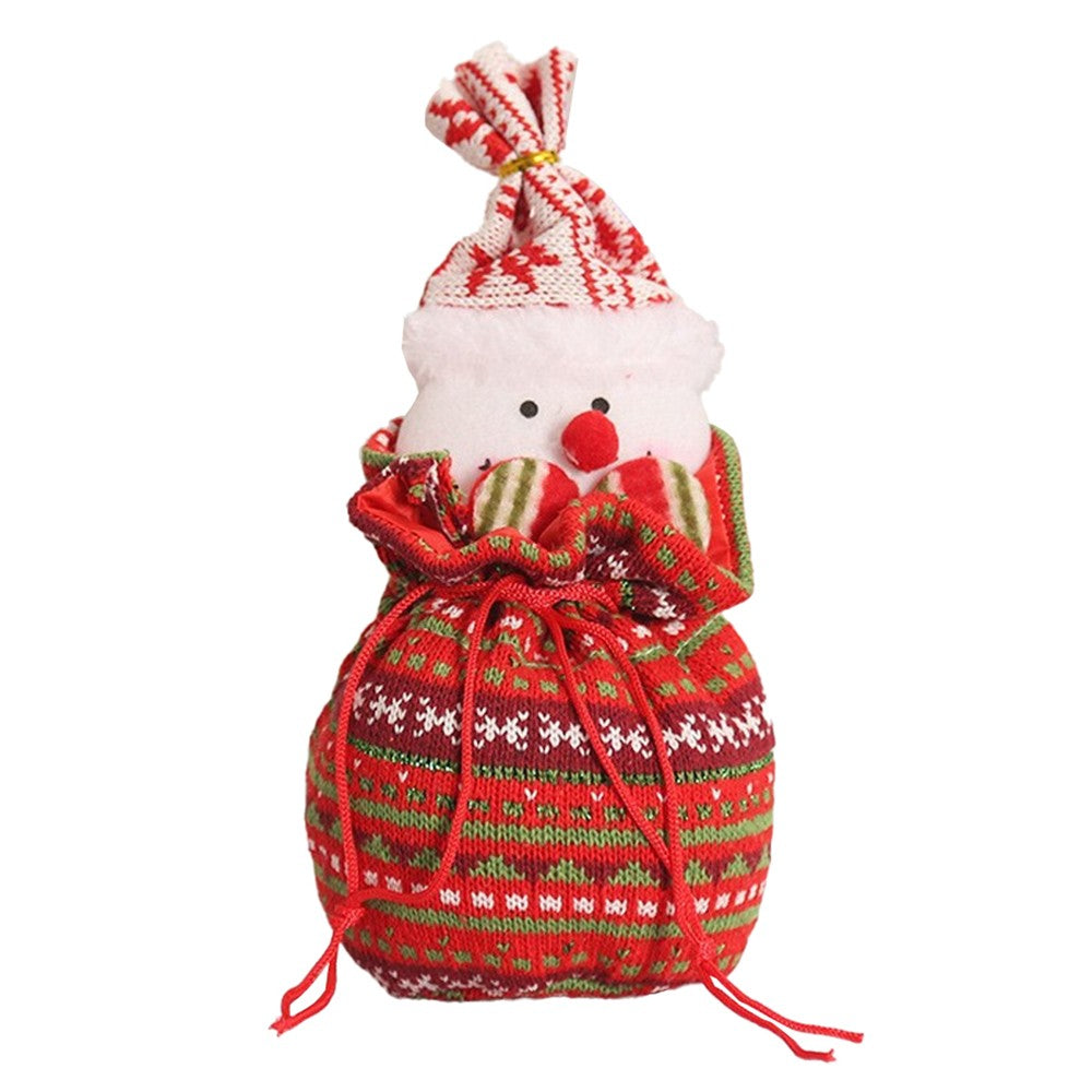 4Pcs Christmas Candy Bags Reusable Xmas Dolls Treat Cookie Bags Drawstring Bag