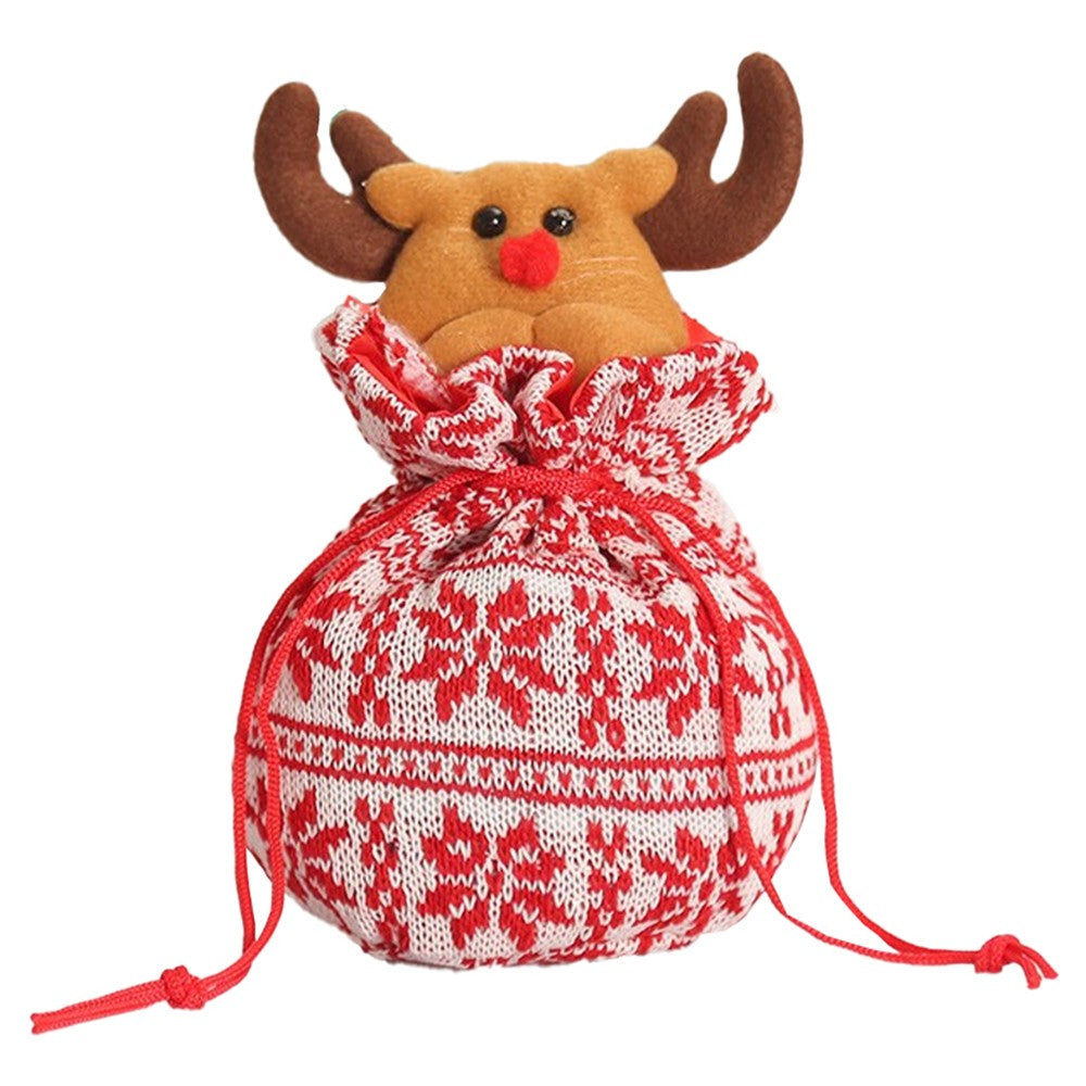 4Pcs Christmas Candy Bags Reusable Xmas Dolls Treat Cookie Bags Drawstring Bag