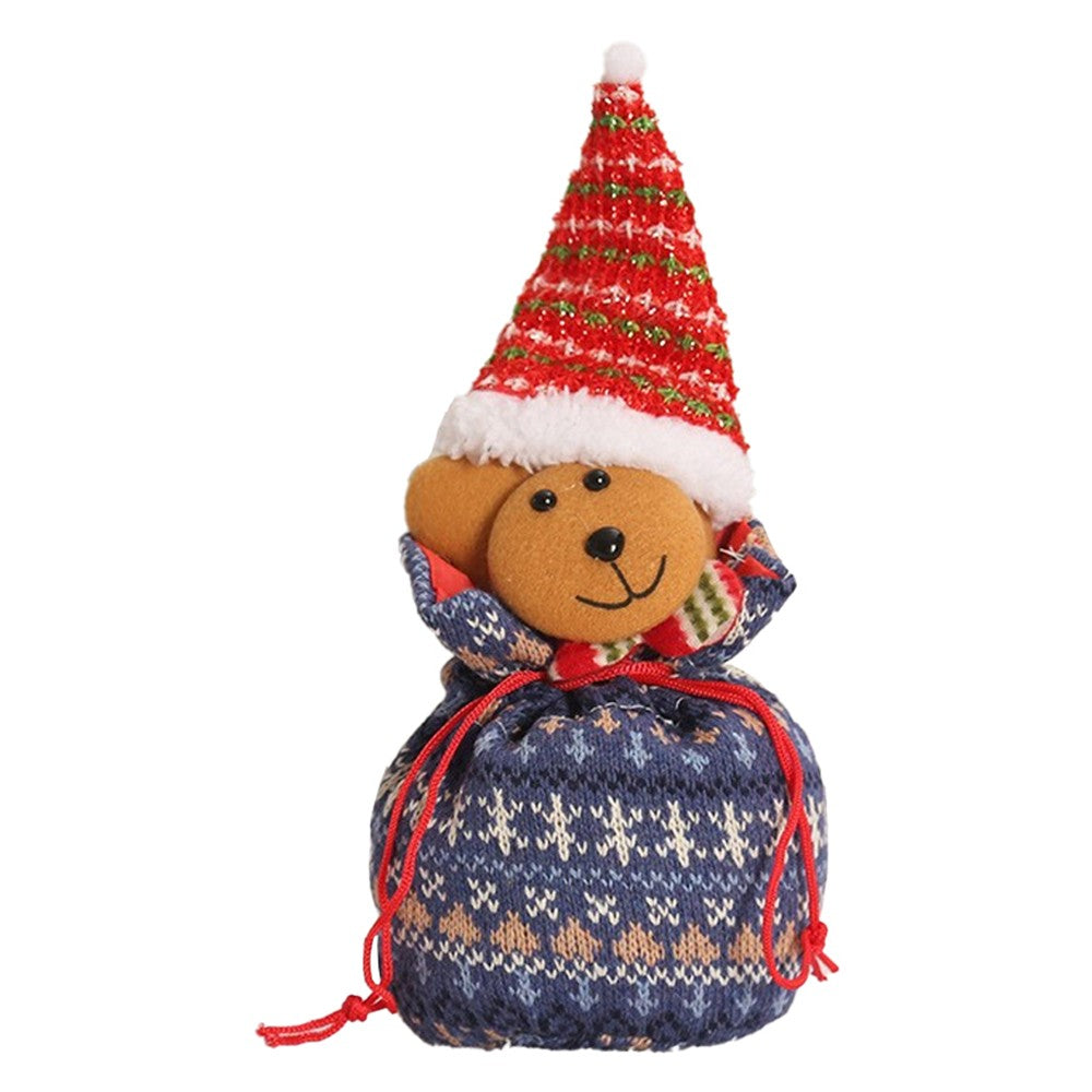 4Pcs Christmas Candy Bags Reusable Xmas Dolls Treat Cookie Bags Drawstring Bag