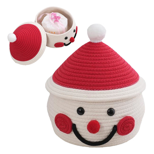 Storage Basket with Lids Cartoon Snowman Organizing Basket