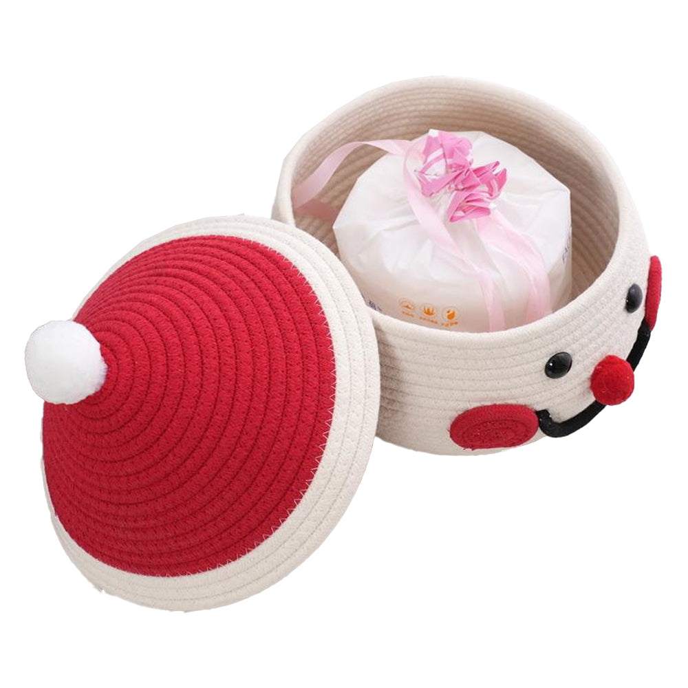 Storage Basket with Lids Cartoon Snowman Organizing Basket