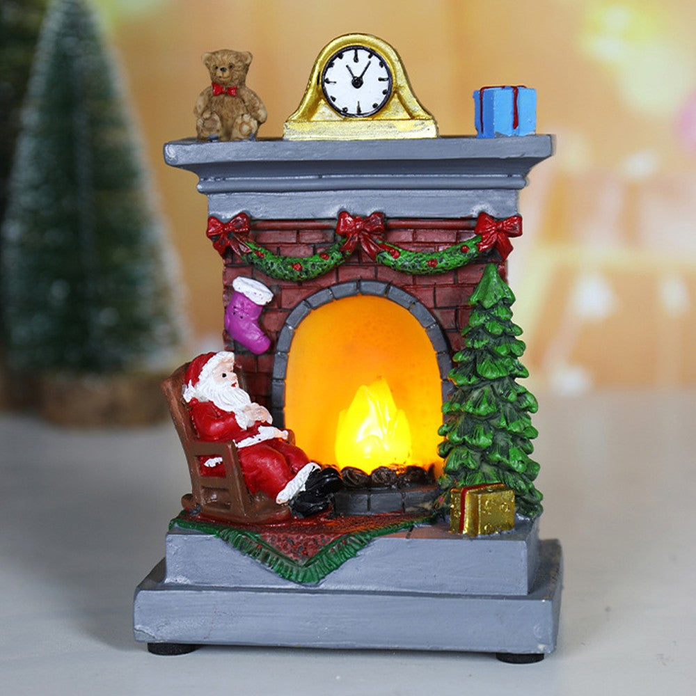 2xFireplace Shape Decoration Light Statue Light Christmas Decoration Lights