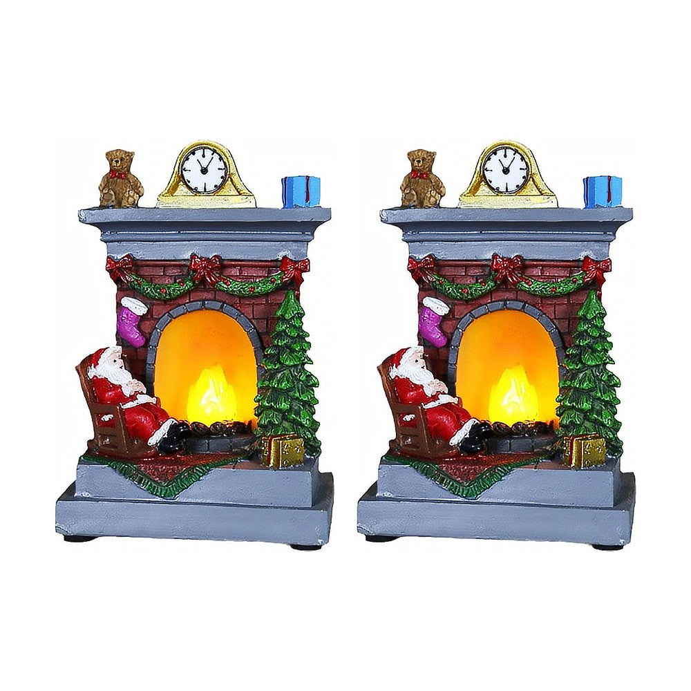 2xFireplace Shape Decoration Light Statue Light Christmas Decoration Lights