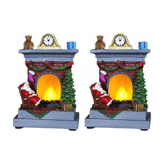 2xFireplace Shape Decoration Light Statue Light Christmas Decoration Lights