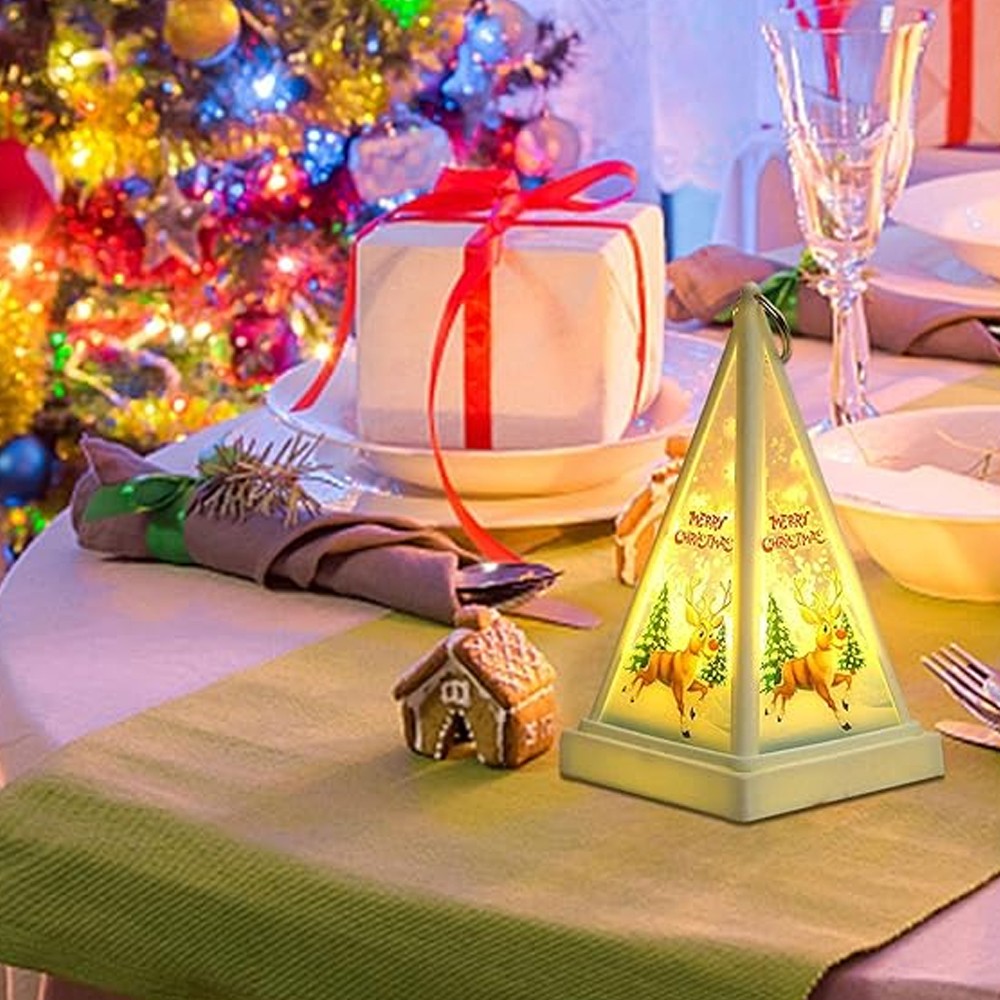 Christmas Elk Night Light Xmas Desktop Decorative Lamp with Hanging Ring