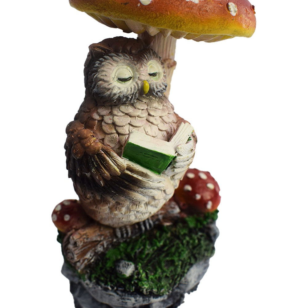 Owl Solar Mushroom Light Waterproof Resin Lamp for Garden Decor
