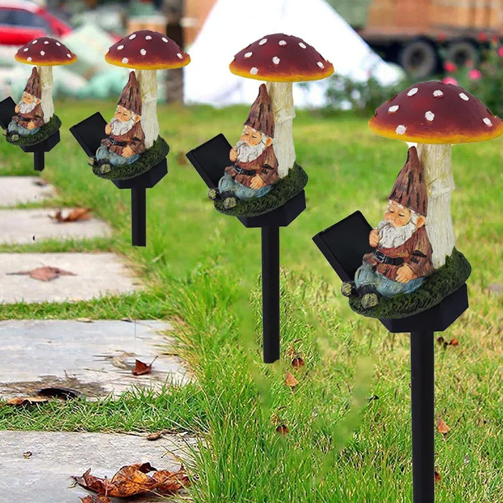 Solar Mushroom Light Waterproof Resin Lamp for Garden Decor