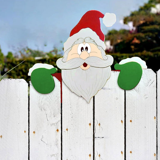 Christmas Fence Peeker Decoration Christmas Theme DIY Outdoor Garden Signs