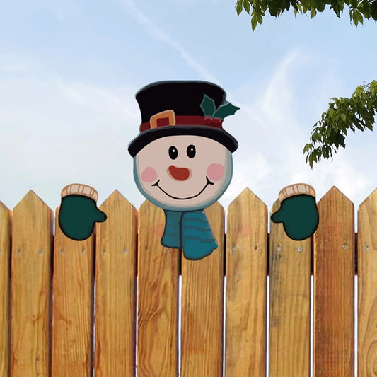 Christmas Fence Peeker Decoration Christmas Theme DIY Outdoor Garden Signs