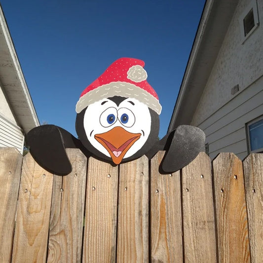 Christmas Fence Peeker Decoration Christmas Theme DIY Outdoor Garden Signs