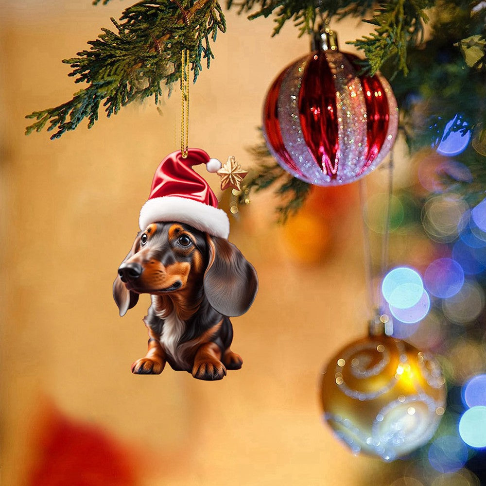 7Pcs Dachshund Dog Christmas Ornaments for Christmas Tree