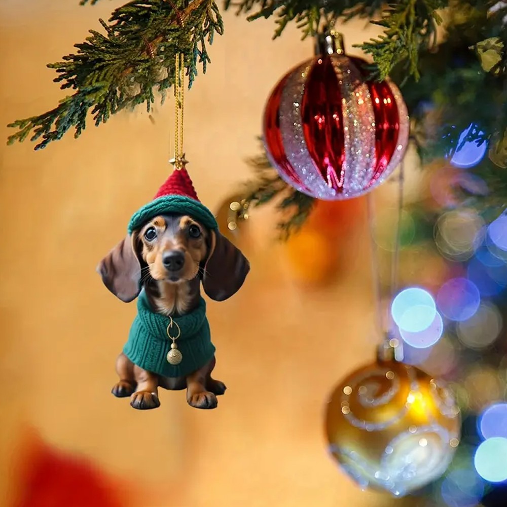 7Pcs Dachshund Dog Christmas Ornaments for Christmas Tree