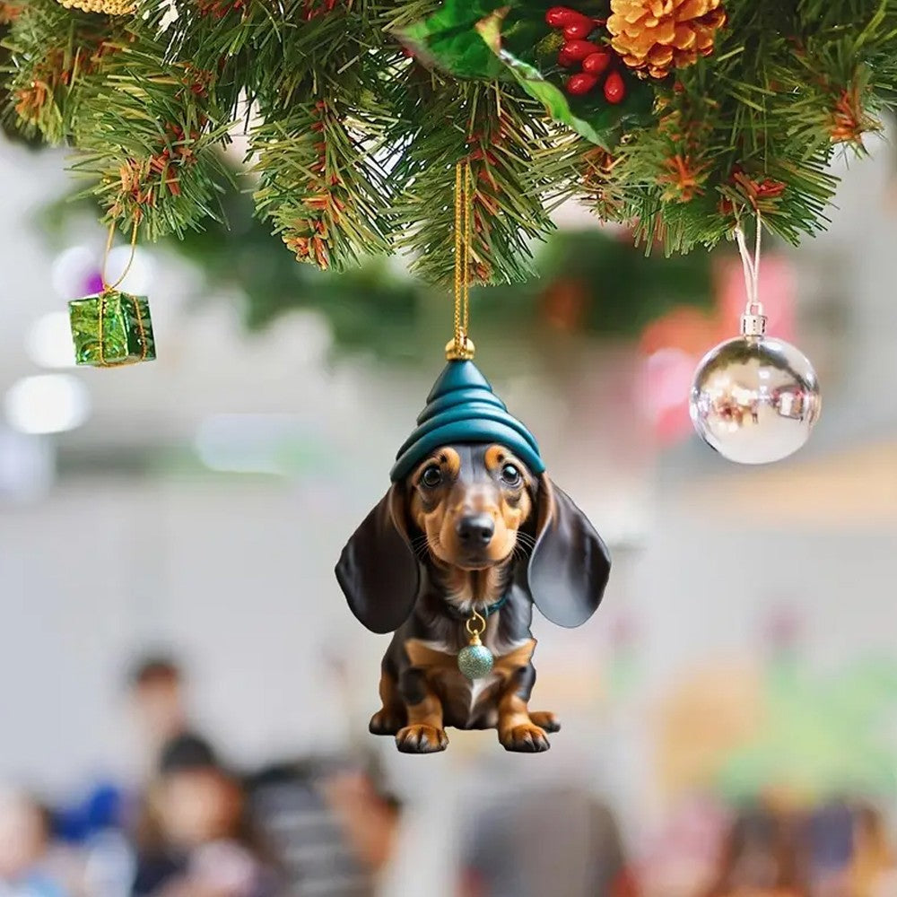 7Pcs Dachshund Dog Christmas Ornaments for Christmas Tree