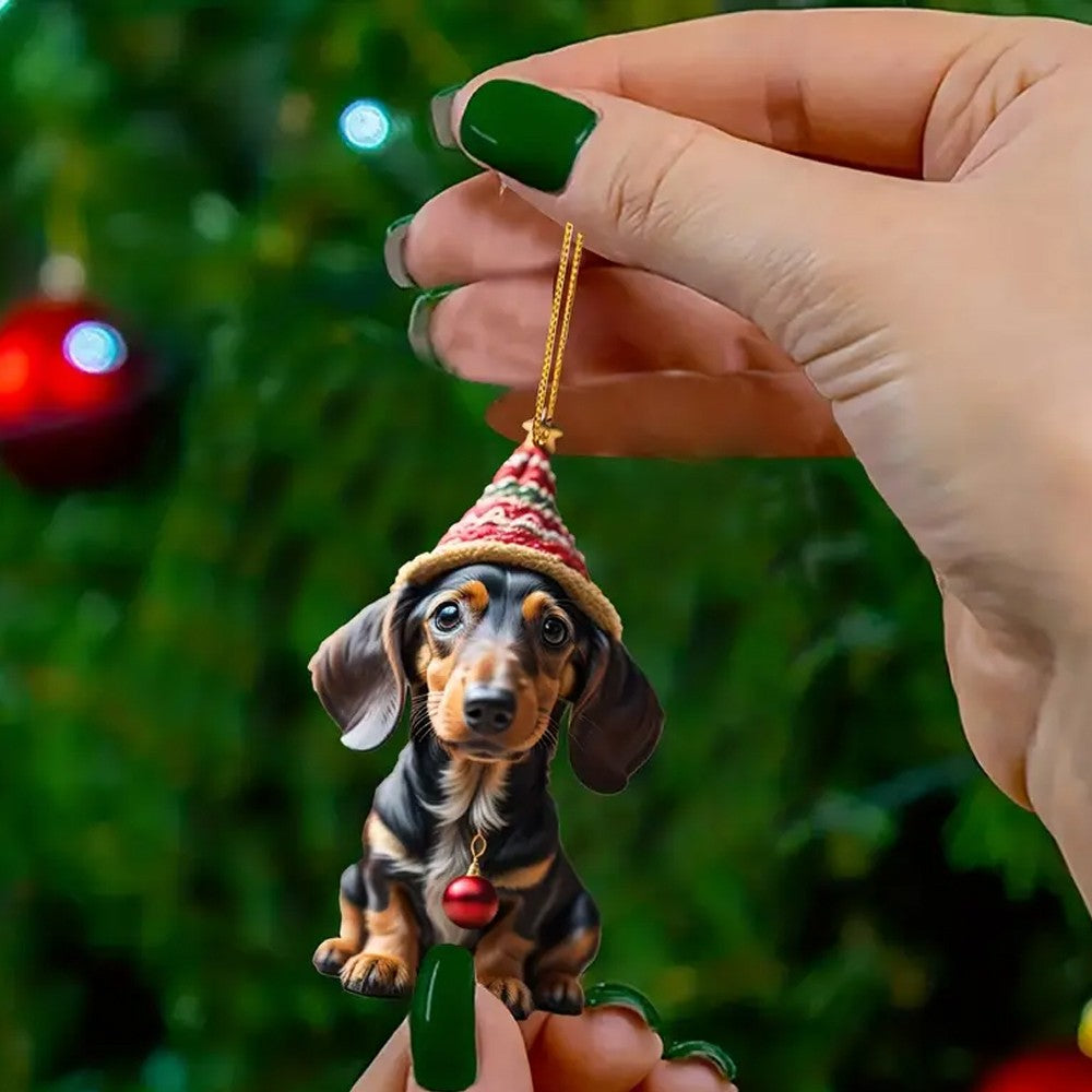 7Pcs Dachshund Dog Christmas Ornaments for Christmas Tree