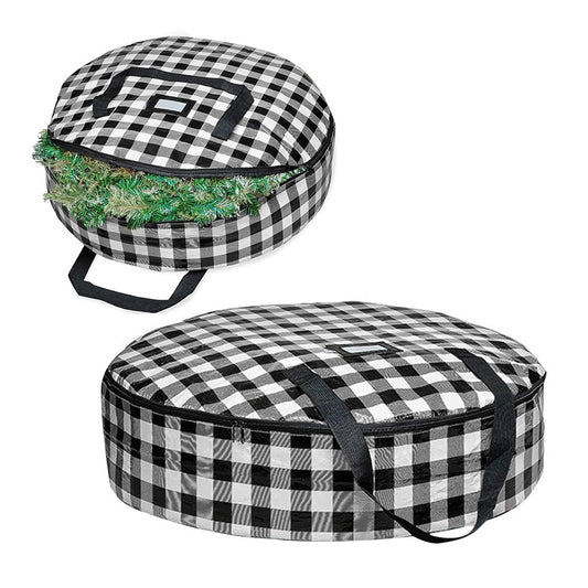 60x18cm Black Christmas Wreath Storage Bag with Dual Zippers