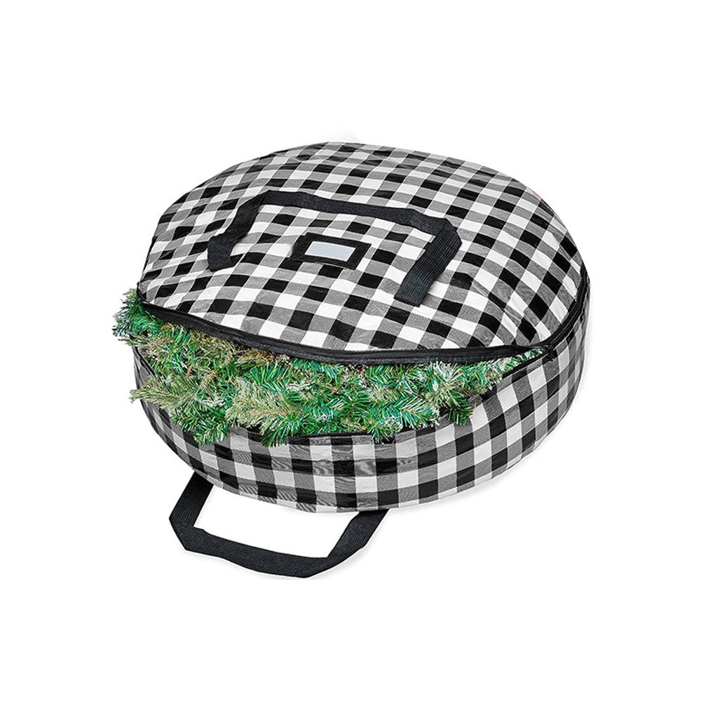 76x20cm Black Christmas Wreath Storage Bag with Dual Zippers