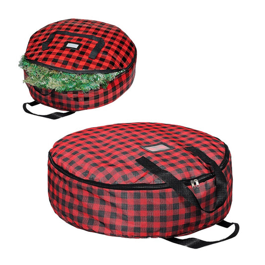 76x20cm Red Christmas Wreath Storage Bag with Dual Zippers