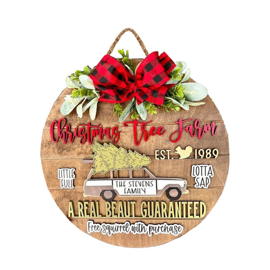 Brown Christmas Wreath Door Listing Sign for Front Door