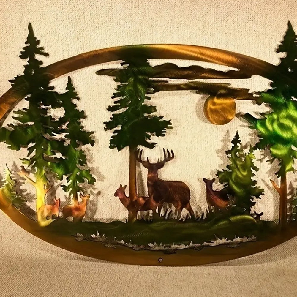 Deer Forest Metal Wall Art Decor for Office Home Wall Decorations Style1