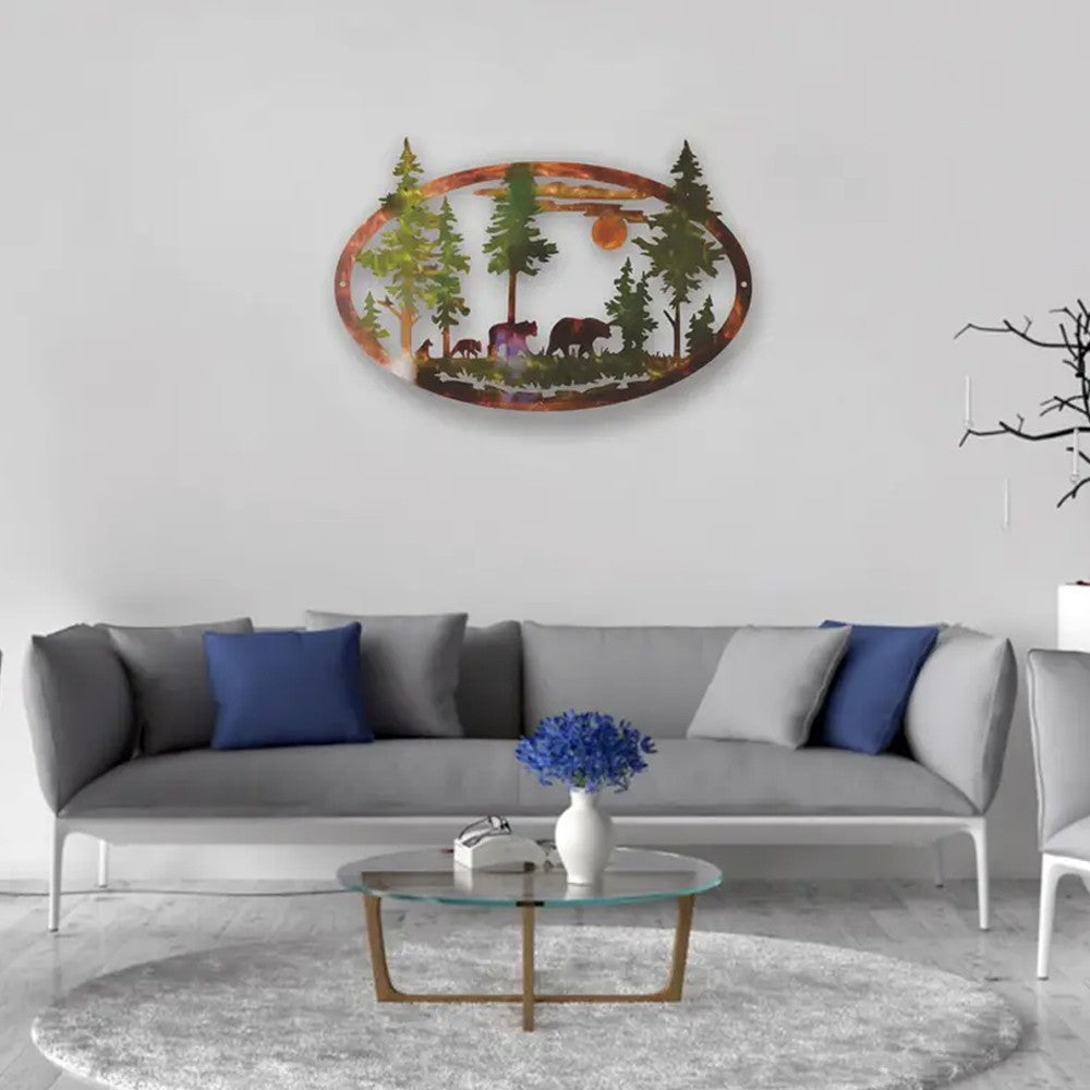 Bear Forest Metal Wall Art Decor for Office Home Wall Decorations Style2
