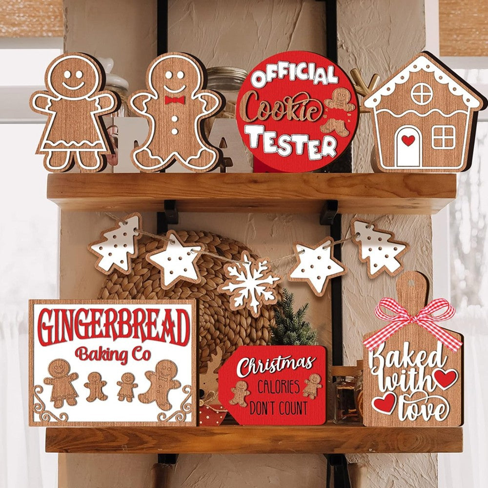 2 x 12Pcs Christmas Gingerbread Man Tiered Tray Decor Set Xmas Tree Hanging Ornaments