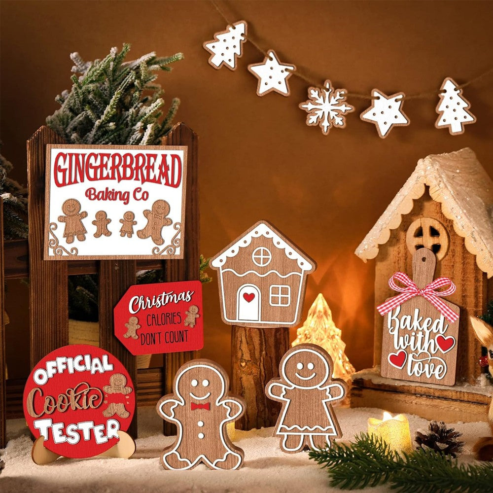 2 x 12Pcs Christmas Gingerbread Man Tiered Tray Decor Set Xmas Tree Hanging Ornaments