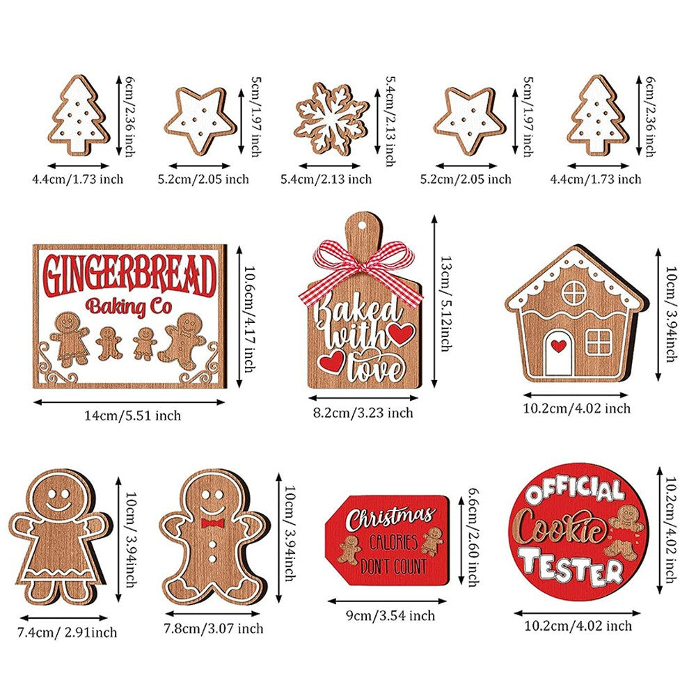 2 x 12Pcs Christmas Gingerbread Man Tiered Tray Decor Set Xmas Tree Hanging Ornaments
