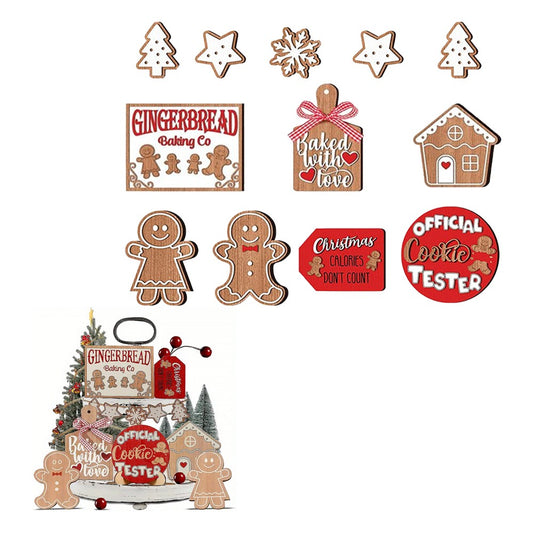 2 x 12Pcs Christmas Gingerbread Man Tiered Tray Decor Set Xmas Tree Hanging Ornaments