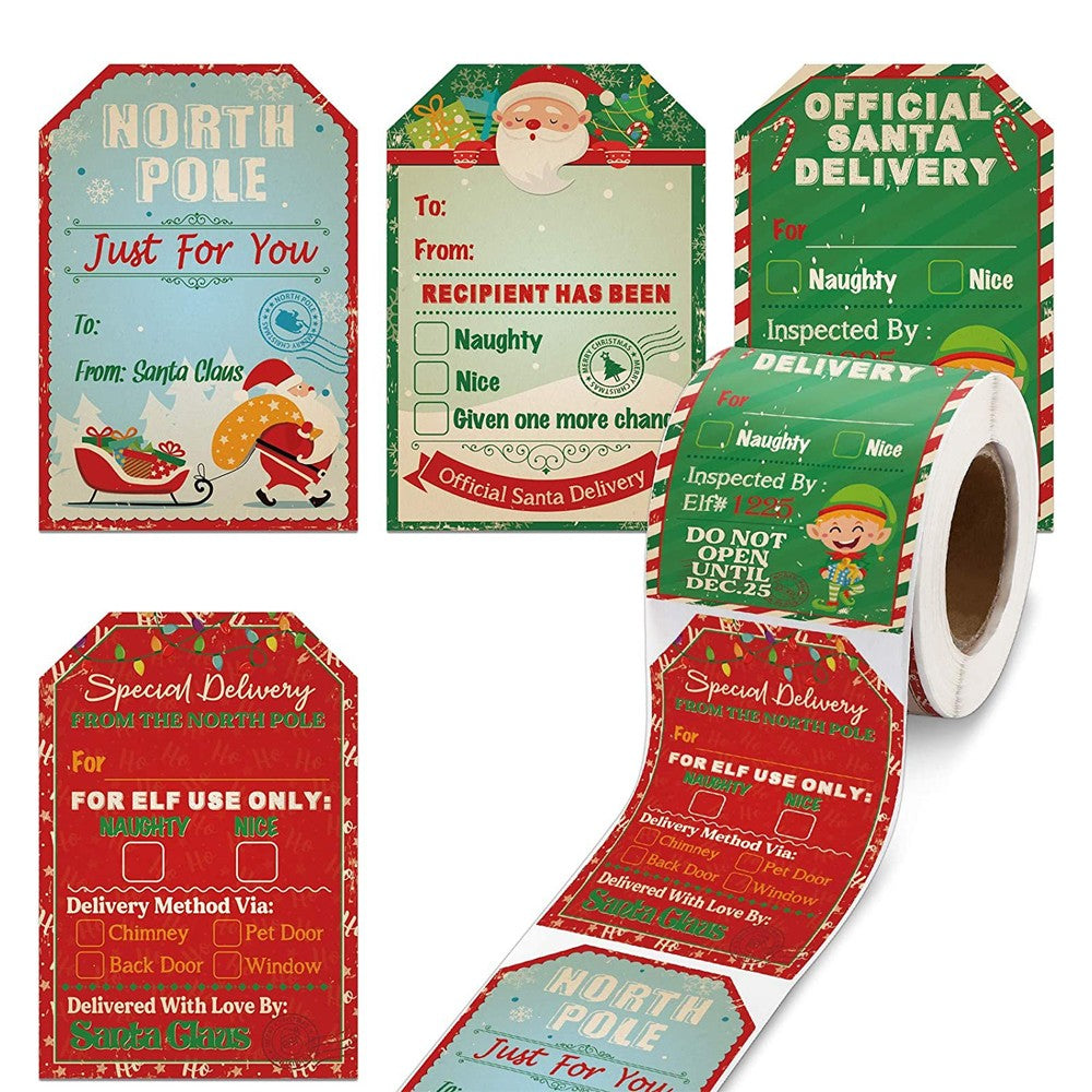 200Pcs/Roll Christmas Favor Packaging Sticker Labels Xmas Wrapping Decor-Style 1