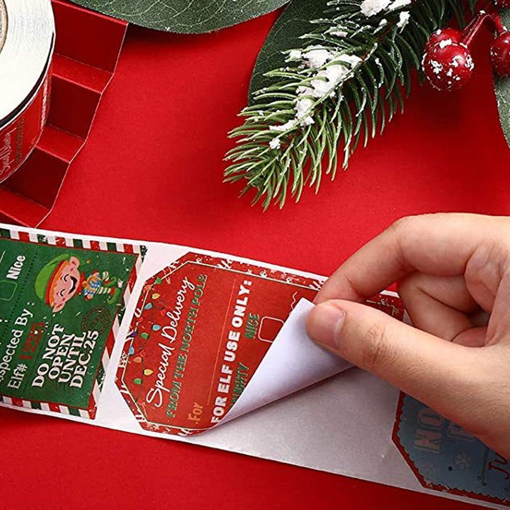 200Pcs/Roll Christmas Favor Packaging Sticker Labels Xmas Wrapping Decor-Style 1