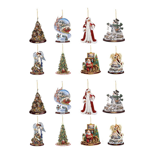16Pcs Christmas Tree Hanging Ornaments with String for Christmas Decoration