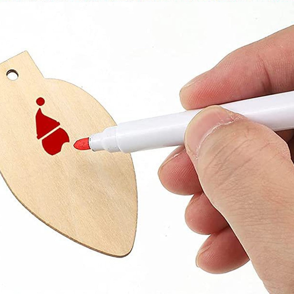 100Pcs Christmas DIY Blank Wooden Slices Ornaments with Holes Unfinished Wooden Hanging Decorations