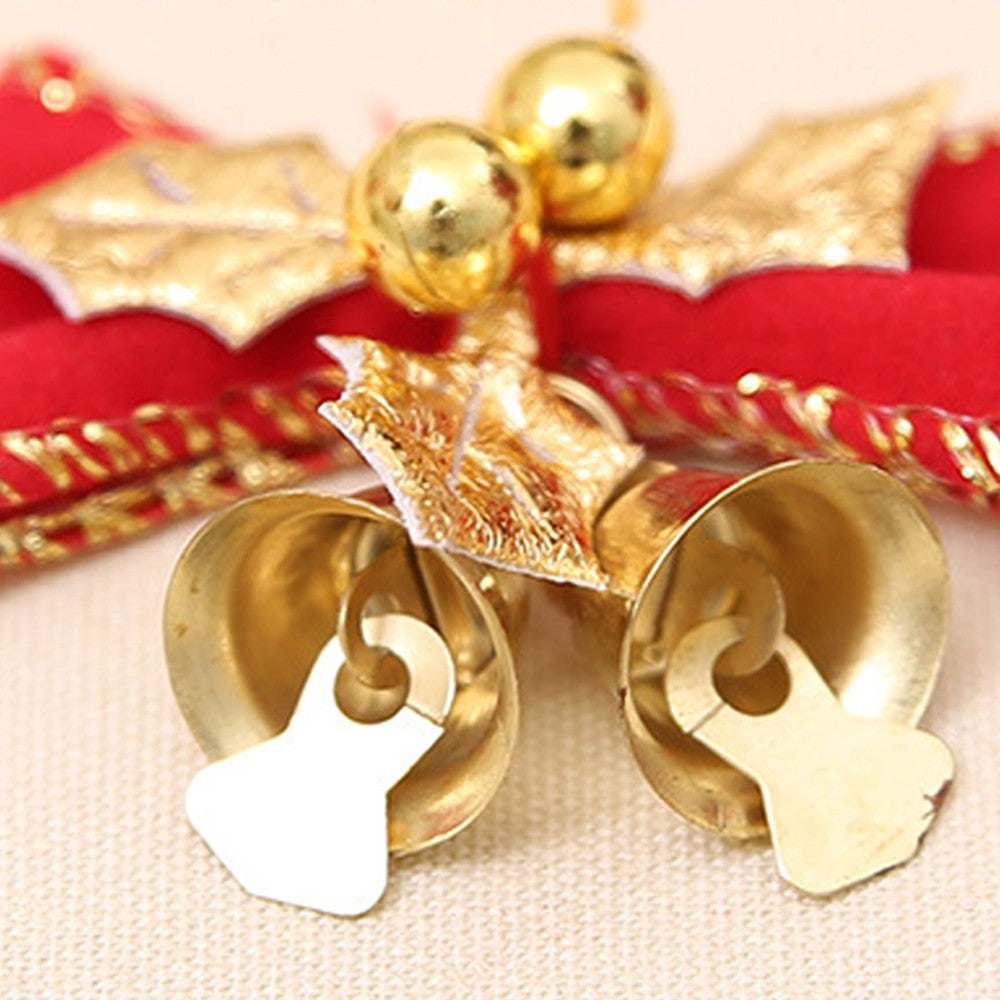 40Pcs Christmas Bows with Bells Christmas Tree Hanging Bowknot Ornaments Home Decor