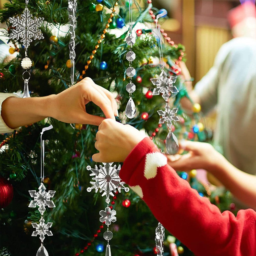 10Pcs Christmas Tree Acrylic Snowflake Hanging Ornaments