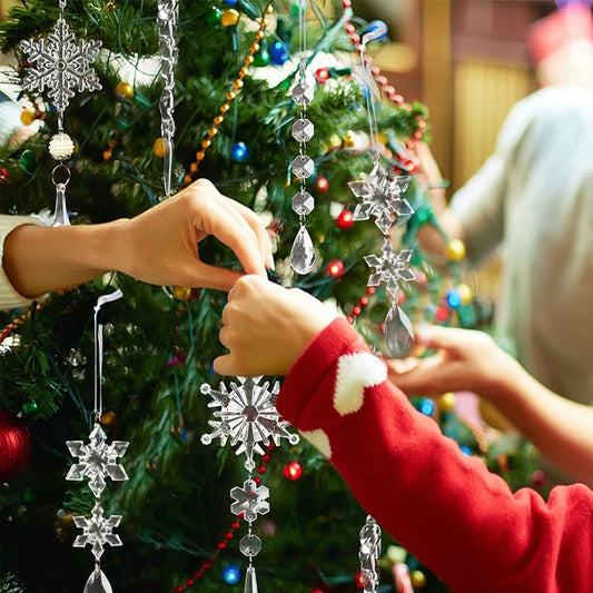 10Pcs Christmas Hanging Ornaments Acrylic Snowflake Xmas Tree Decorations