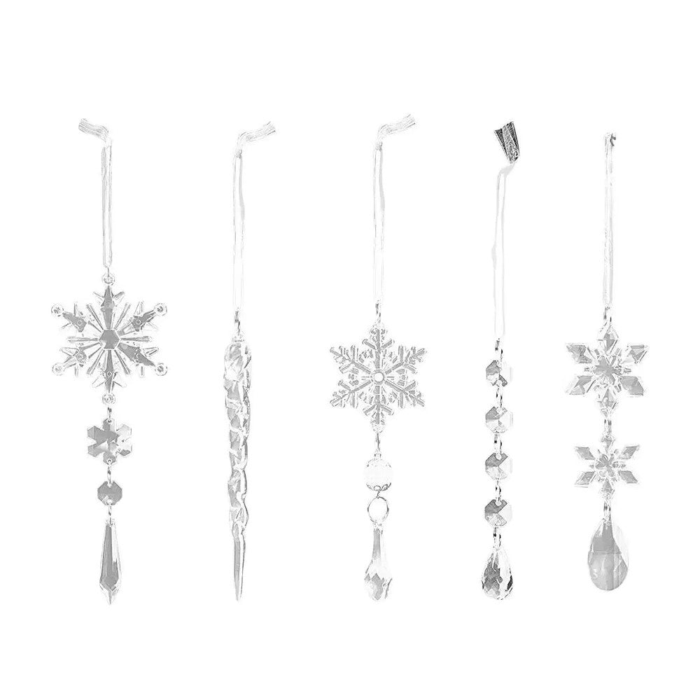 20Pcs Christmas Hanging Ornaments Acrylic Snowflake Xmas Tree Decorations
