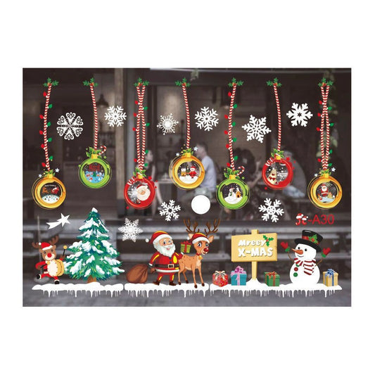 Christmas Window Stickers Static Cling Decal Xmas Party Wall Decor - Style 1