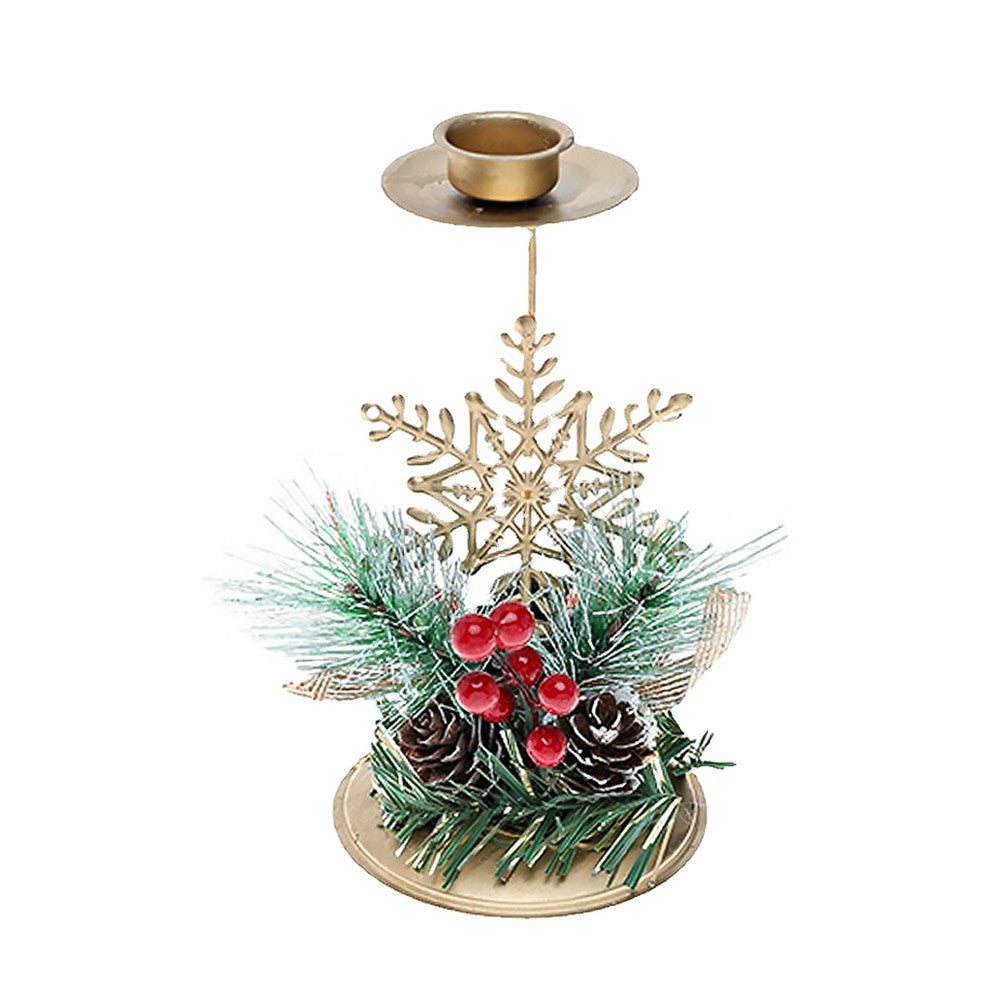 3Pcs Christmas Candlestick Tea Lights Metal Candle Holder Xmas Tabletop Decoration