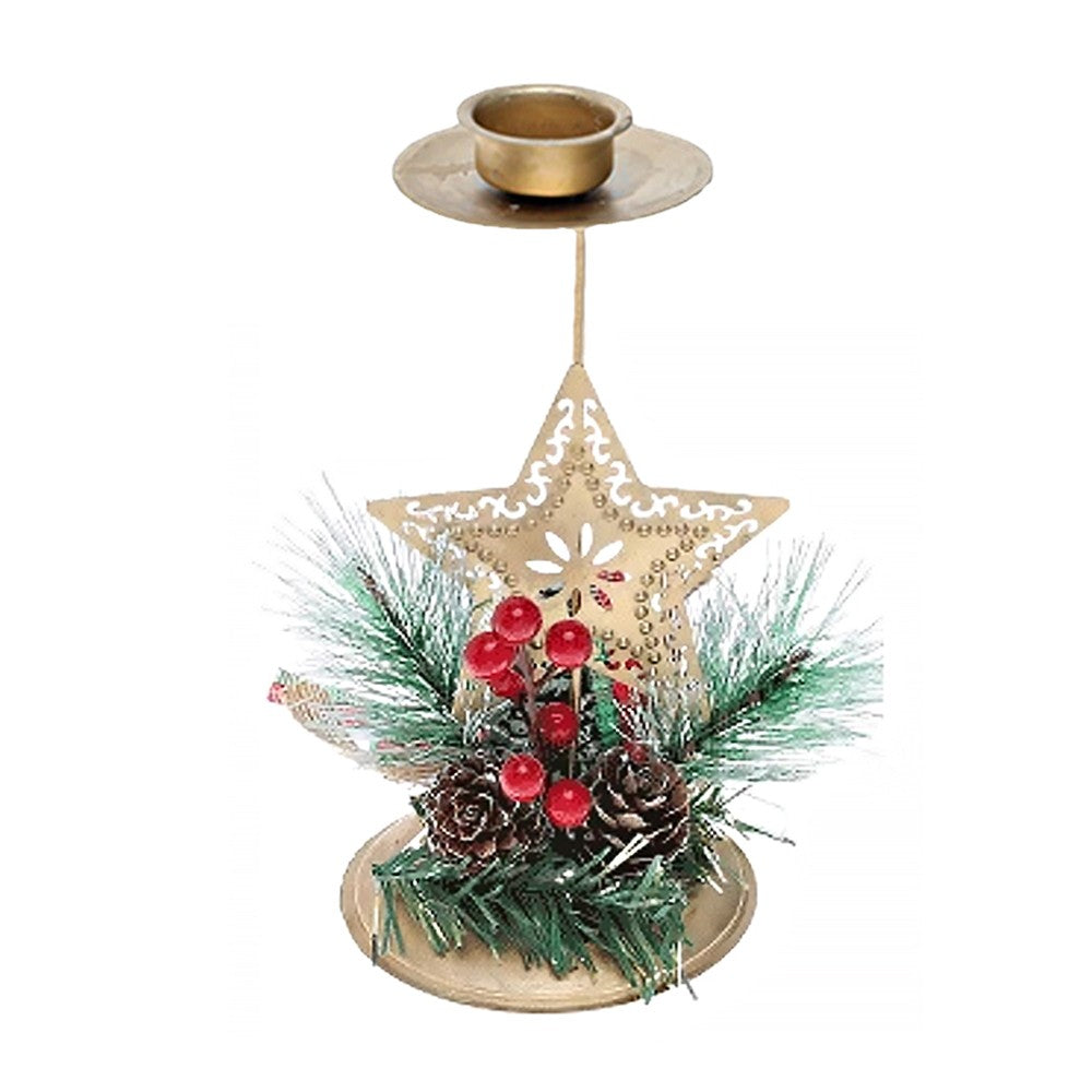 3Pcs Christmas Candlestick Tea Lights Metal Candle Holder Xmas Tabletop Decoration