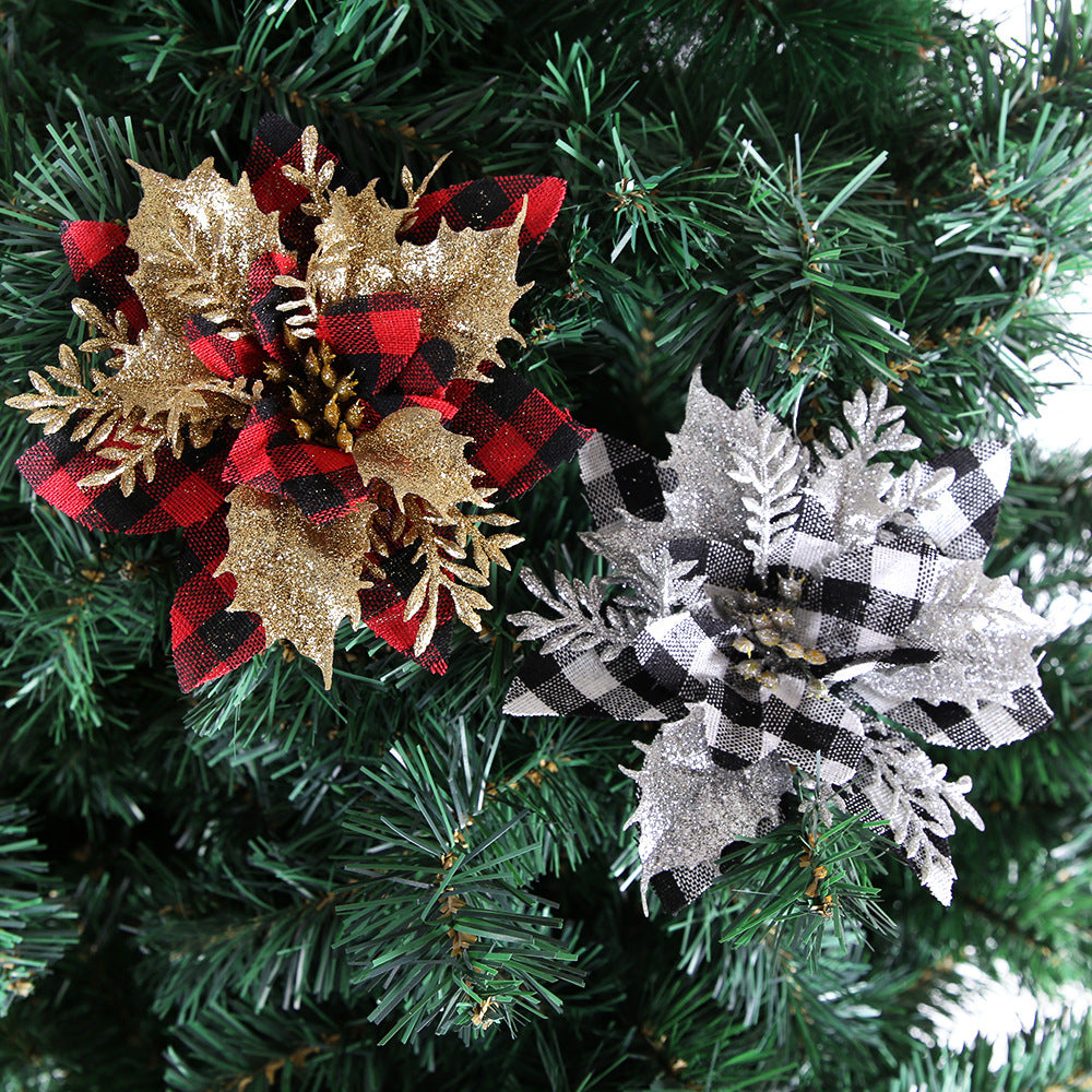 20Pcs Christmas Tree Decorative Artificial Flower Glitter Simulate Flowers