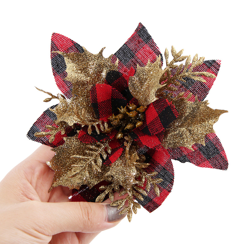 20Pcs Christmas Tree Decorative Artificial Flower Glitter Simulate Flowers
