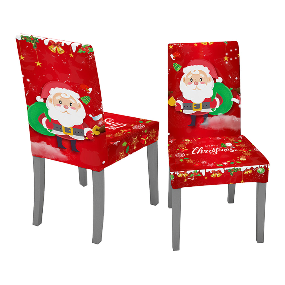 2XChristmas Chair Cover Xmas Chair Slipcover Santa Dining Chair Protector Style1