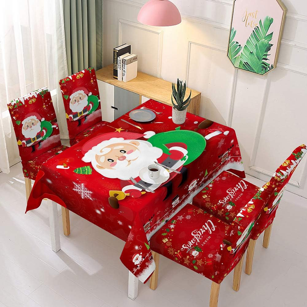 2XChristmas Chair Cover Xmas Chair Slipcover Santa Dining Chair Protector Style1