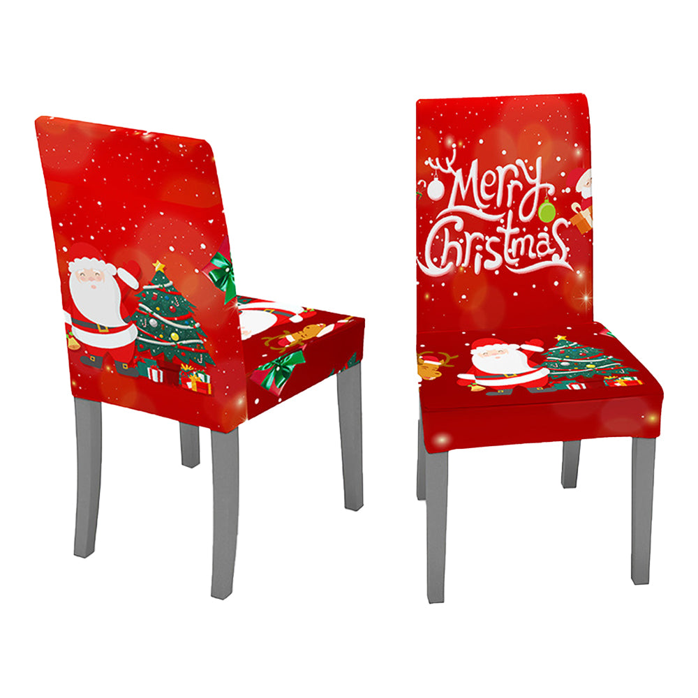 2XChristmas Chair Cover Xmas Chair Slipcover Santa Dining Chair Protector Style2