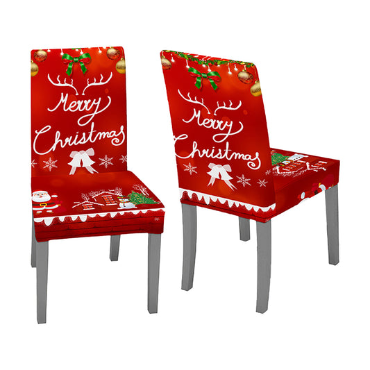 2X Christmas Chair Cover Xmas Chair Slipcover Dining Chair Protector Style4