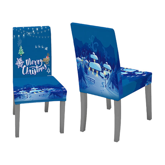 2X Christmas Chair Cover Xmas Chair Slipcover Dining Chair Protector Style5 Blue