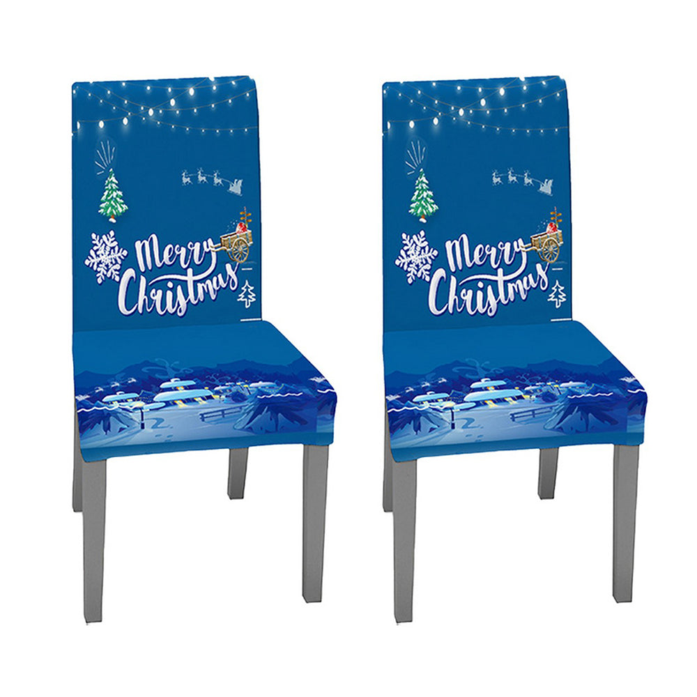 4X Christmas Chair Cover Xmas Chair Slipcover Dining Chair Protector Style5 Blue