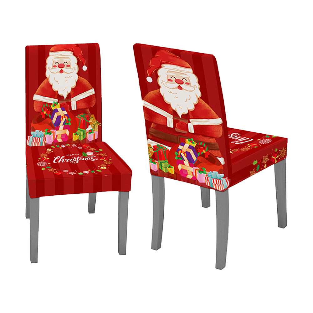 2XChristmas Chair Cover Xmas Chair Slipcover Santa Dining Chair Protector Style6