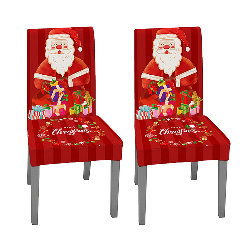 4XChristmas Chair Cover Xmas Chair Slipcover Santa Dining Chair Protector Style6