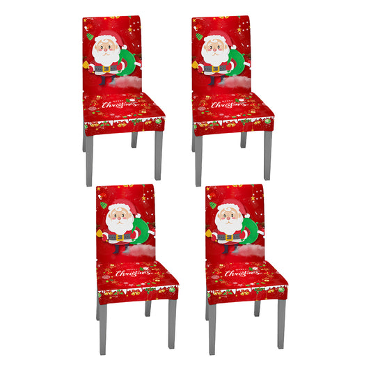 4XChristmas Chair Cover Xmas Chair Slipcover Santa Dining Chair Protector Style1
